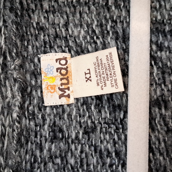 Retro Balero Cardigan by MUDD Verigated Black & White, Sz XL - Picture 2 of 5